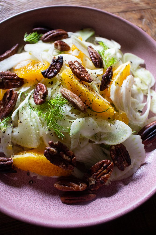 shaved fennel salad with orange and pecans