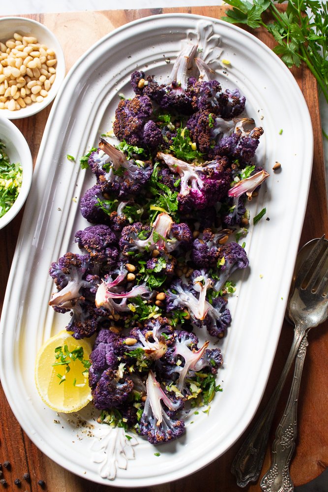 Roasted Purple Cauliflower With Gremolata - Little Bites Of Joy