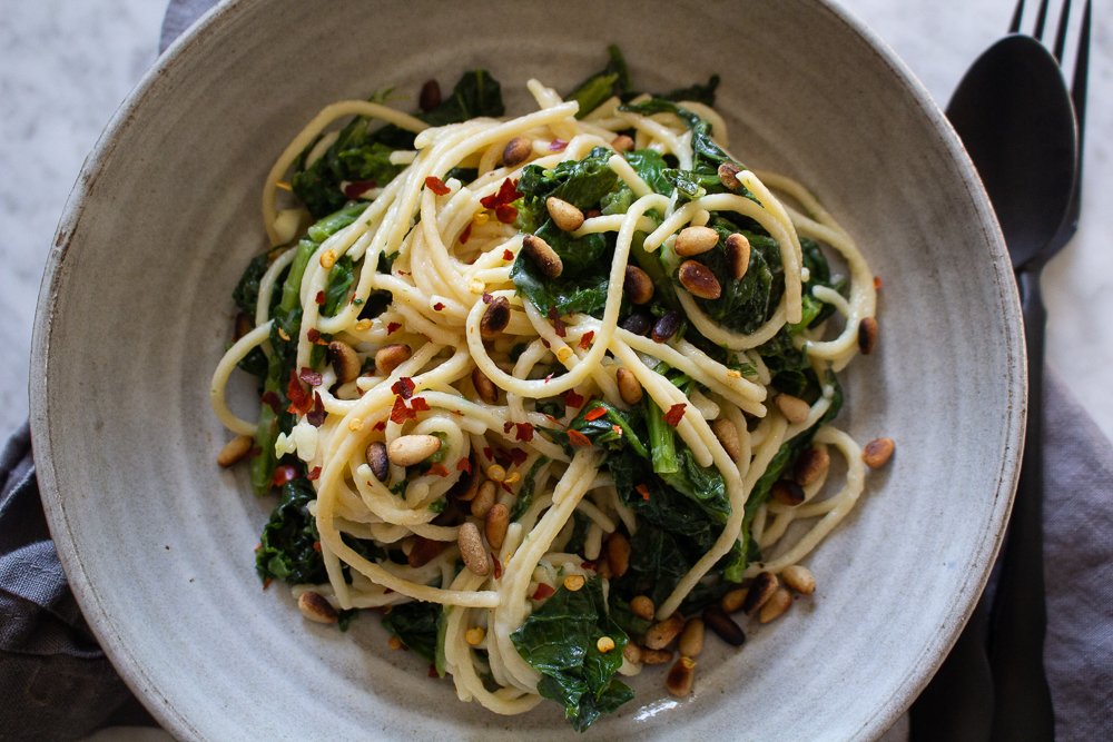 simple pasta with greens