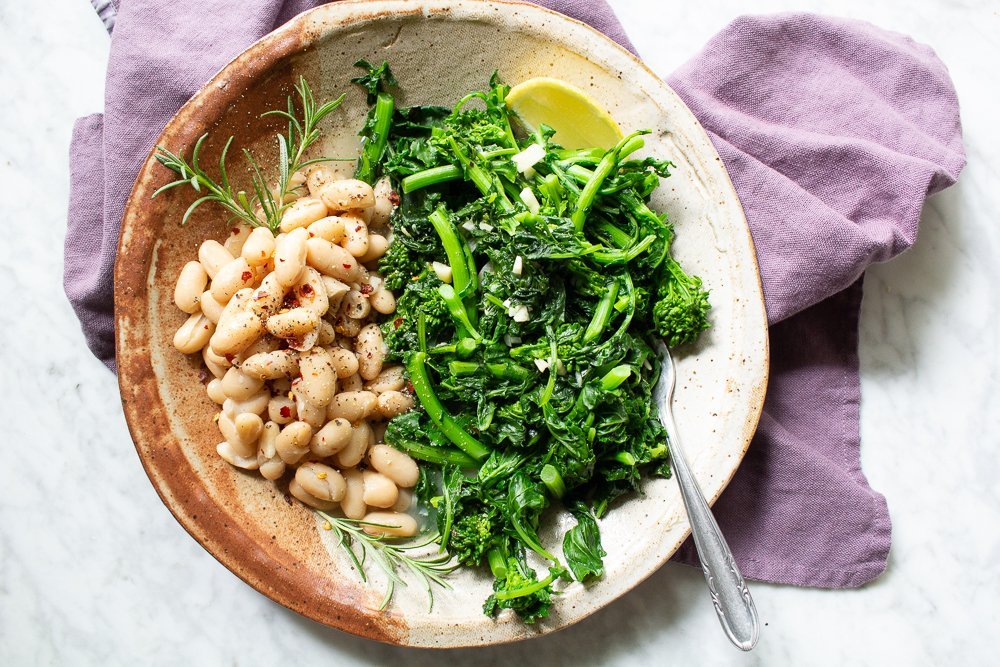 Broccoli Rabe and white beans with lemon