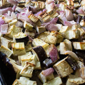 roasted eggplant and onions