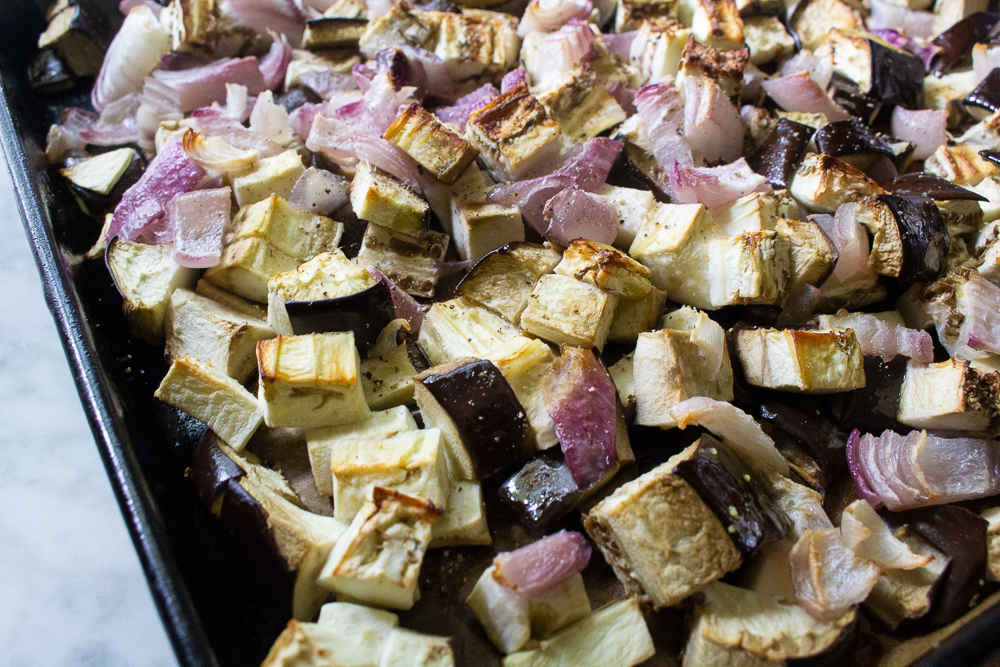 roasted eggplant and onions