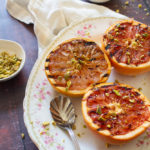 grilled grapefruit with honey and pistachios